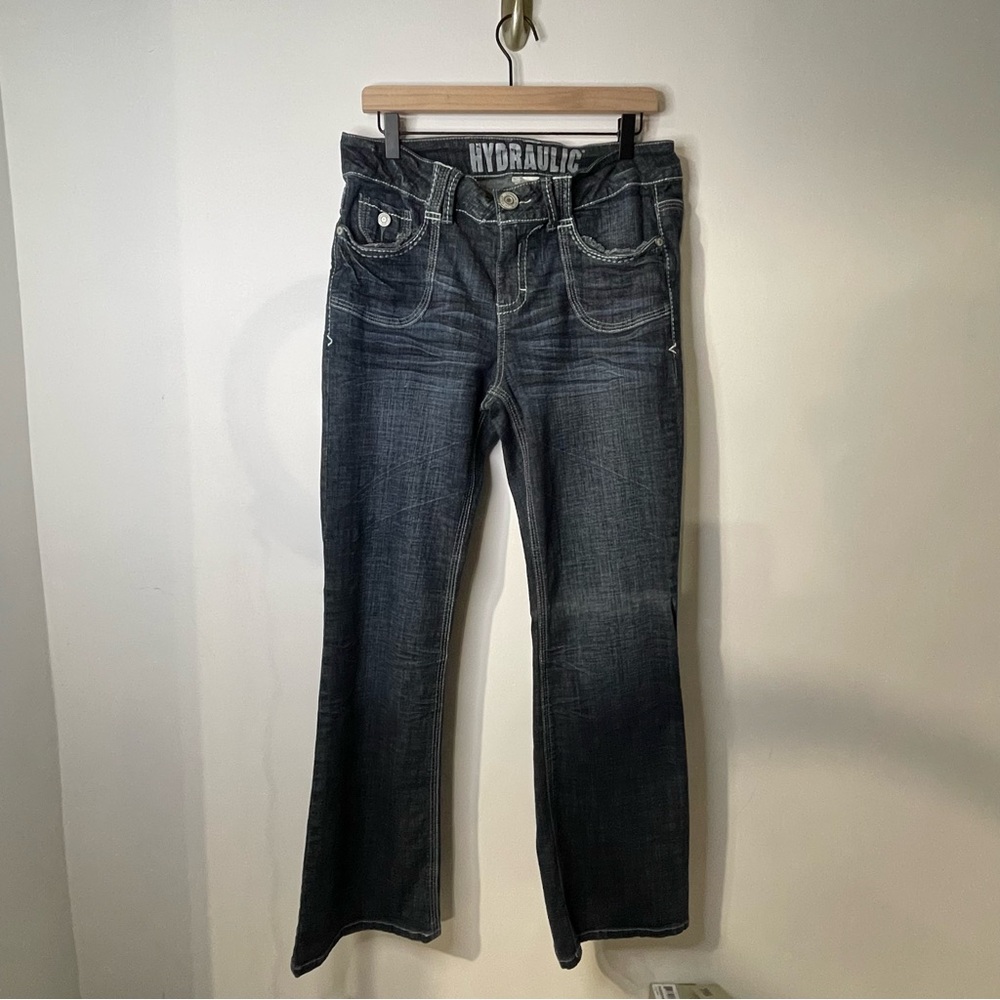 Women’s Hydraulic Gramercy Slim • Straight Cut Soft Blue Jeans • Size 14